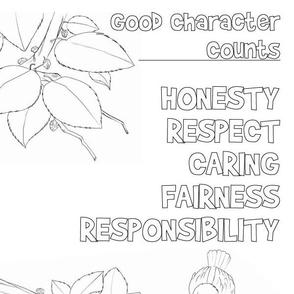 Coloring pages on good values for kids from Talking with Trees Teaching Resources